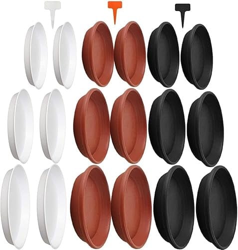 HBSTK 18 Pack Plant Saucers,urable Thicker Plastic Plant Trays for Indoors and Outdoor, Plant Saucer Drip Trays (150M / 20CM/25CM, Black,Clear,Brown)