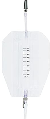 1pc Pack of Catheter Leg Bag 750ml Capacity with Short Tube (5cm) with Fabric Back Comfort, Easy Drain Lever Tap. Compatible with Catheter Leg Bag Holder and Straps, Catheter Night Bag, Urine Bags