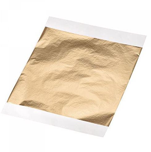 sourcing map Lot de 100 feuilles d'or champagne doré 13,5 x 13 mm pour décoration artistique, sculpture, peinture