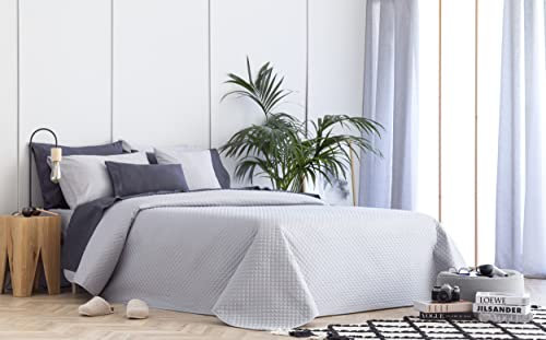 Todocama - Copriletto trapuntato sottile con motivo a rombo, per primavera, estate, autunno e inverno, 100% microfibra extra morbido, Copriletto multiuso, Letto 105 - 200x260cm, Grigio Chiaro