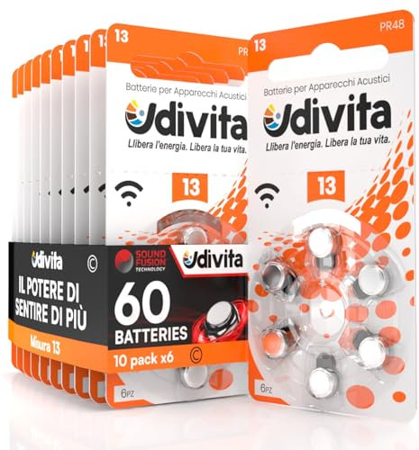 60 Hearing Aid Batteries Type 13 Udivita Battery