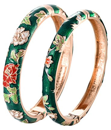 Wynameleri 2 Stück Emaille-Armreif für Frauen, handgefertigtes Armband für Damen, Vintage-Schmuck-Geschenk für Sie und Ihn Liebesarmband, Muttertagsgesc-henke personalisierte Damen-Armbänder