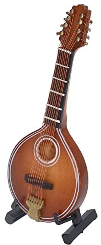 Mini instrumento Musical de madera en miniatura 8 cuerdas mandolina modelo colección para regalo adornos decoración de escritorio del hogar