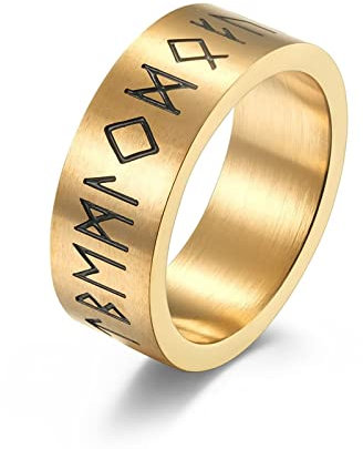 Ringe Herren Wikinger, Goldene Ringe Männer Runen Der Wikinger Größe 13 Edelstahlbandring para Jubiläum Geburtstag