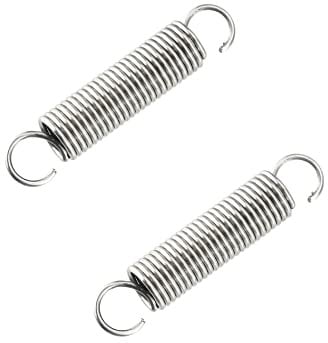 QWORK® 2PCS Extended Compressed Spring, 50mm Free Length, Stainless Steel, Small Dual Hook Tension, Wire Diameter 1.2mm, OD 10mm, 304 Stainless Steel