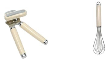 KitchenAid - Ouvre-boîte/Décapsuleur en Acier Inoxydable, Couleur Crème & Fouet de Cuisine en Inox - Couleur Blanc Amande