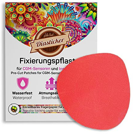 Diasticker® | Overpatch XL Fixierpflaster 8,5 cm (20 Stück, Rot) - Freestyle Libre 2, Dexcom G6, Guardian, Katheter | Wasserfest - Atmungsaktiv - Starker Halt | Patch, Fixierung, Tape, Pflaster