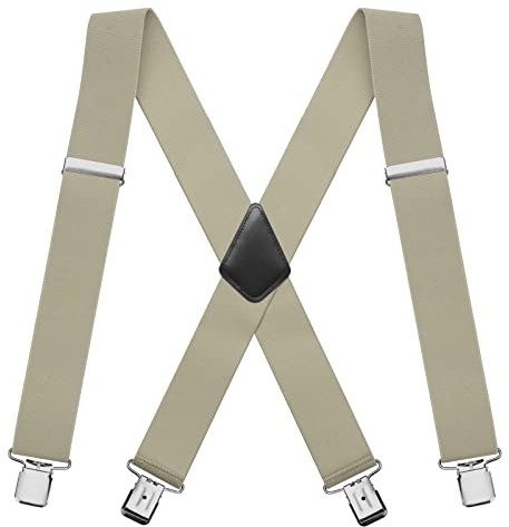 FATACH Hosenträger-Clips für Herren, strapazierfähige Hosenträger | Verstellbare elastische Hosenträger mit Metallclips, X-Back-Design, Hosenträger für Anzughosen – für Arbeit, Hochzeiten