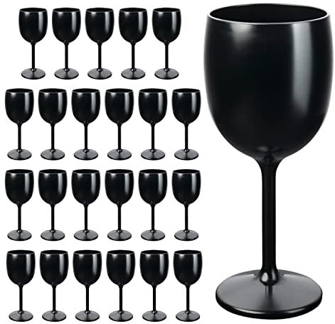 Schramm® Mehrweg Weingläser in schwarz wählbar 6, 12, 24 oder 48 Stück Champagner Glas Sektflöten Sektkelch Stielglas Champagner Gläser Fassungsvermögen, Größe:24 Stück