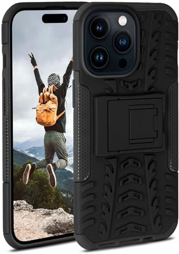 ONEFLOW Tank Case für Apple iPhone 14 Pro Max Hülle Outdoor, stabile Panzerhülle mit Kamera und Display Schutz, sichere Handyhülle, TPU Handy Schutzhülle mit Ständer, Schwarz