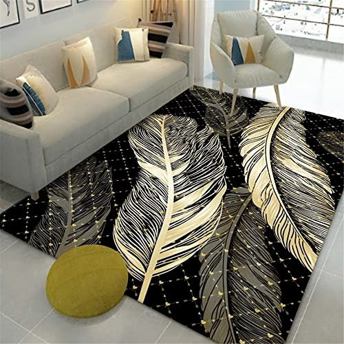 Joop Teppich Beige Teppich Wohnzimmer Beige Einfaches Großes Feder Muster Teppich Schlafzimmer Anti-Milben Baby Teppich Mädchen 60X90Cm Teppich Groß 1Ft 11.6''X2Ft 11.4''