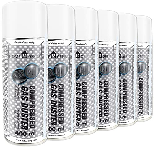 AABCOOLING Home&Office Compressed Gas Duster 6x 400ml - K1, Aria Compressa, Bombolette Spray, Pulitore Pc, Aspiratori ad aria compressa, Pulizia ufficio, Bomboletta Aria Compressa Pulizia PC