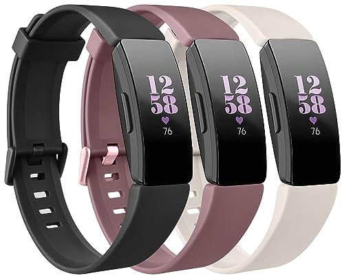 Vancle für Fitbit Inspire Armband/Fitbit Inspire HR Armband Damen Herren,Silikon Sport Ersatzarmbänder Uhrenarmband für Fitbit Inspire 2 Armband/Fitbit Ace 2(S,Schwarz/Starlight/Violett)