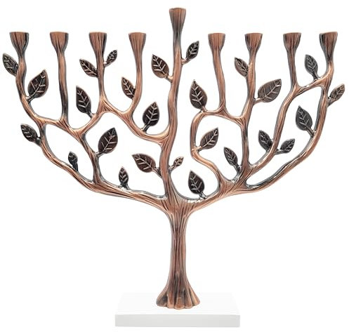 The Dreidel Company Chanukka Menora Lebensbaum mit Steinsockel (Kupfer)