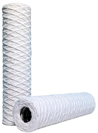 Cotton Wound Sediment Filters 20 Length, Regular Diameter 2.5 High Temperature Water Filters WRAS Approved Materials 316 Stainless Steel Core, Combi Boiler Feed Hot Water UK Manufactured (5 Micron)