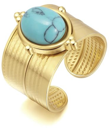 Joo&Rind Ringe Gold Damen Edelstahl Ring Gold Wasserfest 18K Vergoldete Ringe Frauen Hypoallergen Offener Ring Verstellbar Schmuck für Geschenke