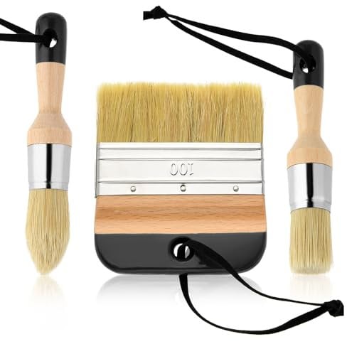 3 Pack Chalk Paint Brushes, Chalk Wax Paint Brush, Folk Art Home Décor Tool for Wood Projects - Black
