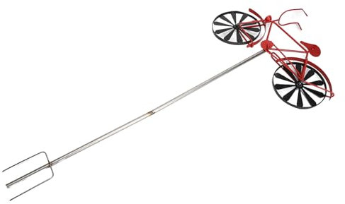 Fahrrad-Windspiel, Fahrrad-Windspiel, Vintage, Retro-Stil, Gartendekoration, Metall-Windspiel, Vintage-Stil, Pflock, Dekoration f¨¹r Hof, Garten, Rote Radfahrer-Windskulptur,