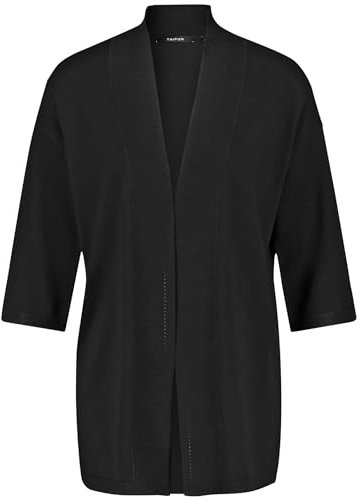 Taifun Damen Offene Strickjacke mit 3/4 Arm 3/4 Arm, überschnittene Schultern unifarben Schwarz 38