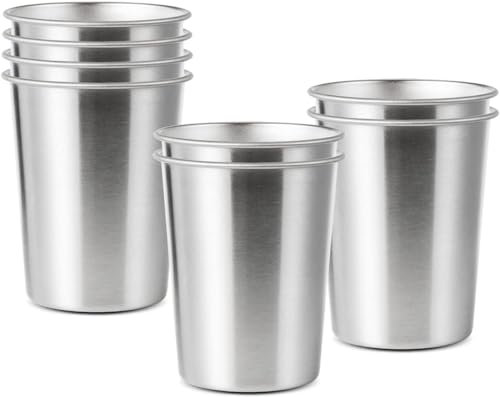 SOMLAW Tazza in Acciaio Inox 350 ml - 8 Pezzi Tazze in Metallo Riutilizzabile - Bicchieri per Cocktail Caffe Whisky Gin, Tazza in Acciaio Inox Portatile per Feste, BBQ, Campeggio, ECC