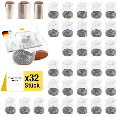 Stuhlbeinkappen & Filzgleiter für Stühle als Stuhlbeinschoner [M, 32 Stück] Stuhlgleiter Ersatz - Stuhlsocken/Stuhlbeinkappen Rund als Stuhl Filzgleiter & Gleiter für Stühle
