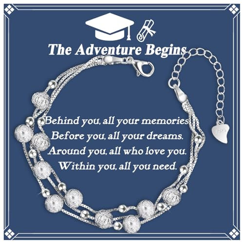 YELUWA Abschluss Geschenk Armband für Sie, 2024 College Master Doctor High School Abschluss Freundschaftsarmband Das Abenteuer Beginnt Armband für Frauen Klassenkameraden Freund Tochter Schwester