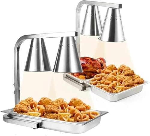 Lampada Riscaldante Per Alimenti Professionale Da 2 Pezzi, Scaldavivande Commerciale A Doppia Testa Da 500 W, Luce Riscaldante In Acciaio Inossidabile Regolabile In Altezza Per La Mensa Della Cucina