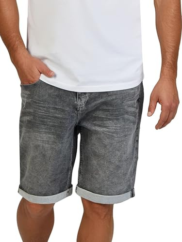 DENIMFY Jeans Shorts Herren Stretch Kurz Regular Fit DFAri Kurze Hosen Sommer Denim Einfarbig, Größe:33, Farben:Grey Denim (G37)