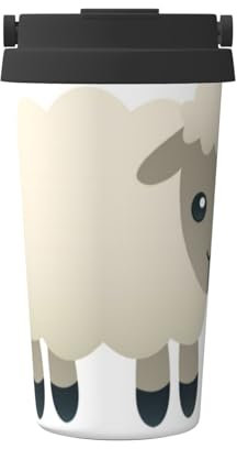 FUkker Tazza da caffè isolata, tazza da viaggio da 500 ml Tazza da caffè tumbler isolata in acciaio inossidabile,Pecora
