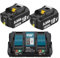 2X 18V 5500mAh Ersatzakku für Makita + Dual Port 6A DC18RD Ladegerät für Makita Kompatibel mit BL1860 BL1860B BL1850B BL1850 BL1840B BL1830B with LED Werkzeugakku