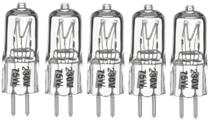 LEDLOCLB Bombilla Halógena G5.3, Accesorio De Repuesto De 220V 75W Para Flash De Estudio, Bombilla Halógena De Bajo Consumo, 5 Piezas,220V-75W,5pcs