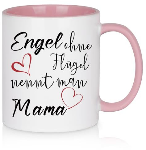 Diztoud Geschenke für Mama Tasse, Mutter Geschenk Weihnachten Muttertag, lustige Mutter Geschenk, Engel ohne Flügel nennt man Mama, Weihnachtsgeschenke, Muttertagsgeschenk, 325ml Keramik Kaffeetasse