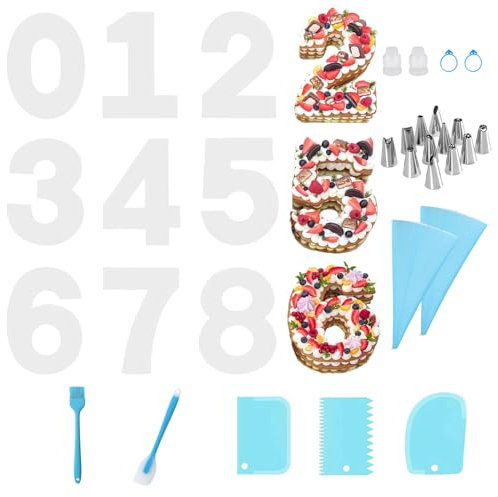 Kuchenform Nummer 0-9, Kuchenformen große Zahlen, Nummer Kuchenform Set, mit Kuchen Dekorieren Werkzeuge Backofen Zubehör, für Hochzeiten Geburtstage Jubiläen (14 Zoll)