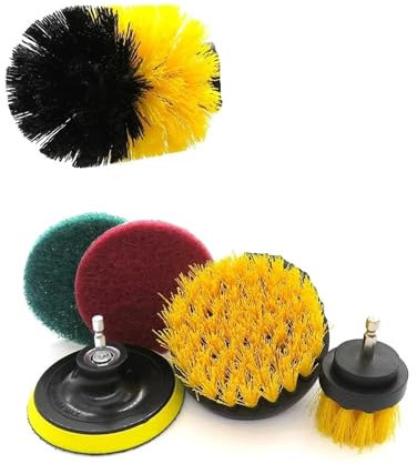 6Pcs Set Clean Brush Attachment Set Scrubber Brush Scouring And Scrub Pads Cleaner For Clean Glass Windows Kitchen