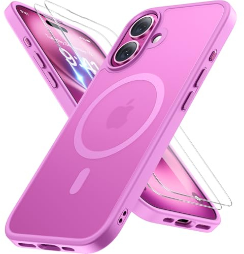 miracase for iPhone 16 Case with MagSafe&9H+Screen Protector, Light Purple | TOP Military-Grade Protection & Strong Magnet Shockproof Scratch-Resistant with Velvet Touch for iPhone 16 Cover 6.1