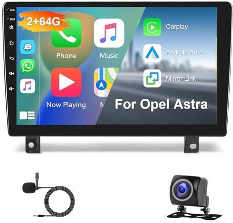 Hodozzy 2G 64G Android Autoradio per Opel Astra 2004-2010 Radio Wireless Carplay Android Auto, 9 Pollici Touch Screen, Navigazione GPS WiFi Bluetooth FM RDS con Retrocamera 2 Din Radio per Opel Astra