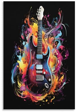UNRXJZLVM Gitarre Poster;Wandbild Kunstdruck Wand-DekoRatteionen Mit Eindrucksvollen Farben 12x18inch(0x45cm)