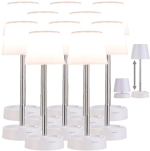 PEARL Nachtischlampe: 8er-Set Dimmbare Teleskop-Akku-Tischleuchte mit 80 Lumen, 1.200 mAh (Teleskop Tischlampe, aufladbare Tischlampe, Regal)