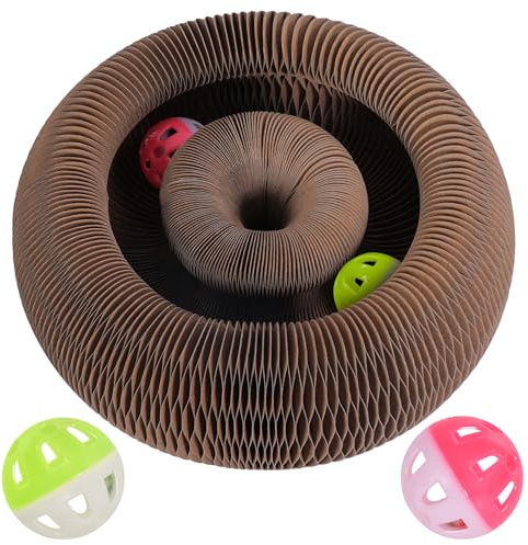 KONOATOR Griffoir pour Chat Magique Organ – Jouet Interactif en Carton avec Balle, Circuit de Jeu Evolutif pour Chatons et Chats d'Intérieur, Puzzle d'Intelligence et Griffoir Pliable