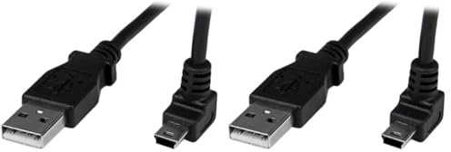 StarTech.com Cavo mini USB da 1 m, Da USB-A a Mini B ad angolo retto, Cavo Adattatore mini USB ad angolo di 90 gradi verso l'alto, 1x USB A (M), 1x USB Mini B (M), Nero (USBAMB1MU) (Confezione da 2)