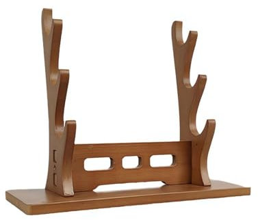 Flötenständer aus Holz, für Flöten, Schwert, Schreibtischhalter, mehrstöckiger Ständer zum Sammeln von Flöten und Scheiden, robuster Holzhalter für Musikzimmer (Nussbaum, 3 Etagen)