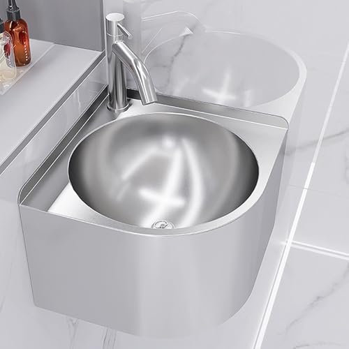 LYXWGRZD bagno lavabo, Lavandino angolare for bagno a parete, Lavandino angolare in acciaio inox, Lavandino esterno, piccolo lavandino for cucina, bagno, lavabo(Silver)