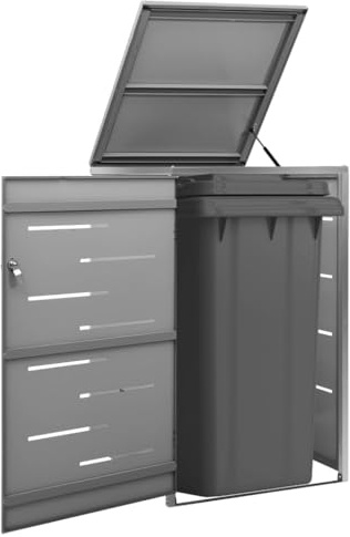 Emmtore Mülltonnenbox für 1 Tonne Abschließbar Rostfrei Müllbox Mülltonne Mülltonnenverkleidung Müllcontainer Gartenbox 69x77,5x115cm,Anthrazit,1 Tonne