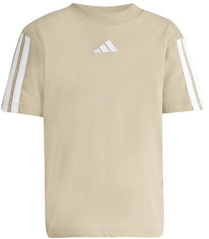 adidas Unisex Kids Essentials 3 Stripes Sleeve T-Shirt, Wonder Cargo/White, 4-5 Years