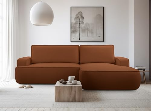 AXLIVING Ablia Sofa L Form mit Schlaffunktion Ziegelrot 267 cm R