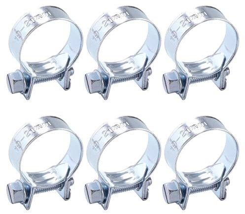 YYIGVMO 6 Stücke 19-21 mm Mini Schlauchschellen, Kraftstoffeinspritzung Schlauchschellen Verzinkt, Einstellbare Schlauchklemmen, für Kraftstoffleitung, Auspuffrohr