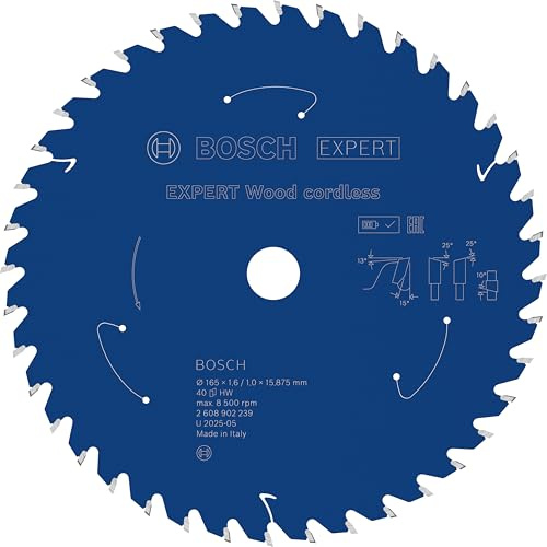 Bosch 1x Expert Wood Cordless Circular Saw Blade for Handheld Circular Saw | for Softwood, Hardwood, Ø 165 mm, Professional Accessory Hand-Held Cordless Circular Saws