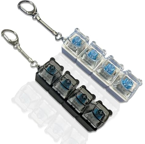 2PCS Keyboard Fidget Toy Keyring, Bear Clicky Fidget Keyboard, Keychain for Stress Relief the Time, Finger Clicky Keyboard Caps Toy for to Relief Stress, Ideal for Office, School, Home & Travel Use