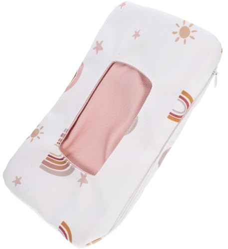 Baby Wipe Dispenser Storage Bag Portable Refillable Wipes Holder | Foldable Polyester-cotton Build, White Cartoon Shape, Travel Use and Stroller Hanging, for Baby Wipes or Tissues