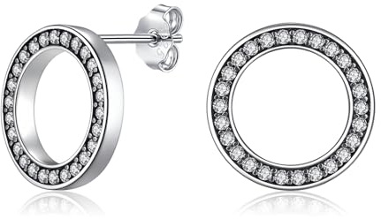 Loutade Damen Silber Ohrstecker, 925 Sterling Silber Flach Kreis Ohrstecker | Hypoallergen 10mm/12mm Klein Kreis Rund Ohrringe Stecker für Mädchen Kinder, Unisex Knorpel Schlafen Ohrringe Ohrschmuck